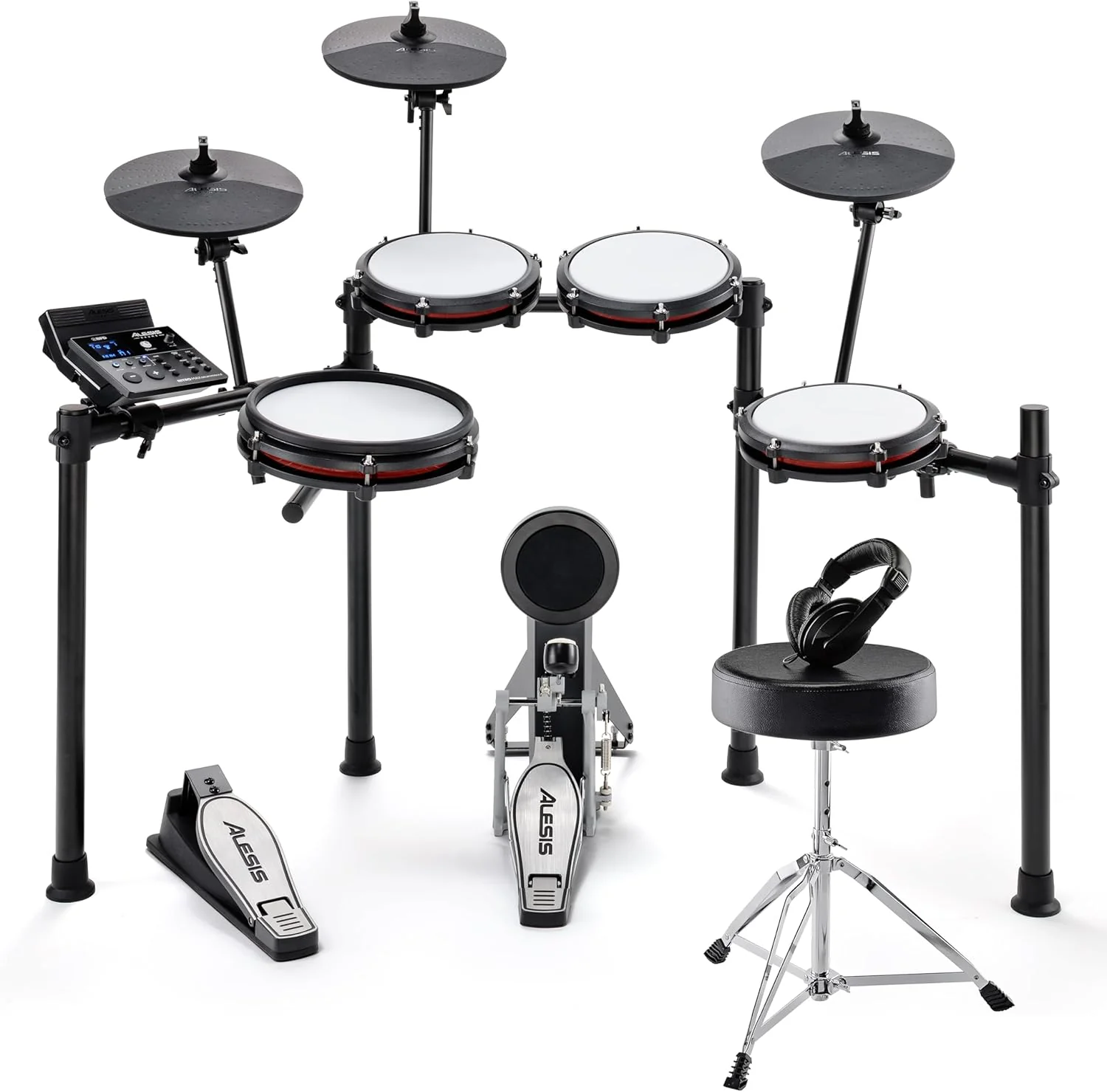 Alesis Nitro Max Kit Batería Electrónica con Parches Silenciosos de Malla, Caja de Doble Zona de 10