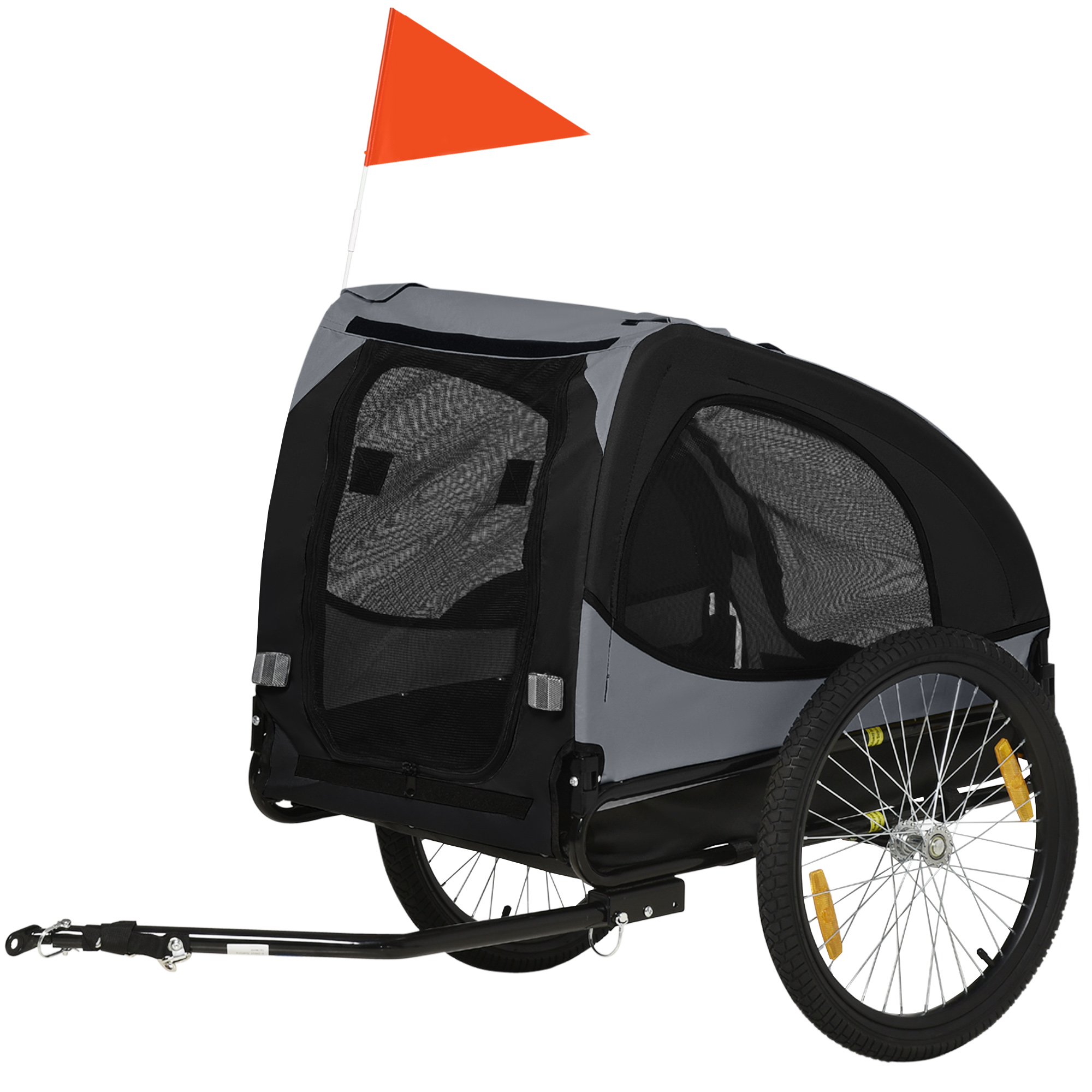 PawHut hondenaanhanger, vouwfietsaanhanger, hondenaanhanger, zwart