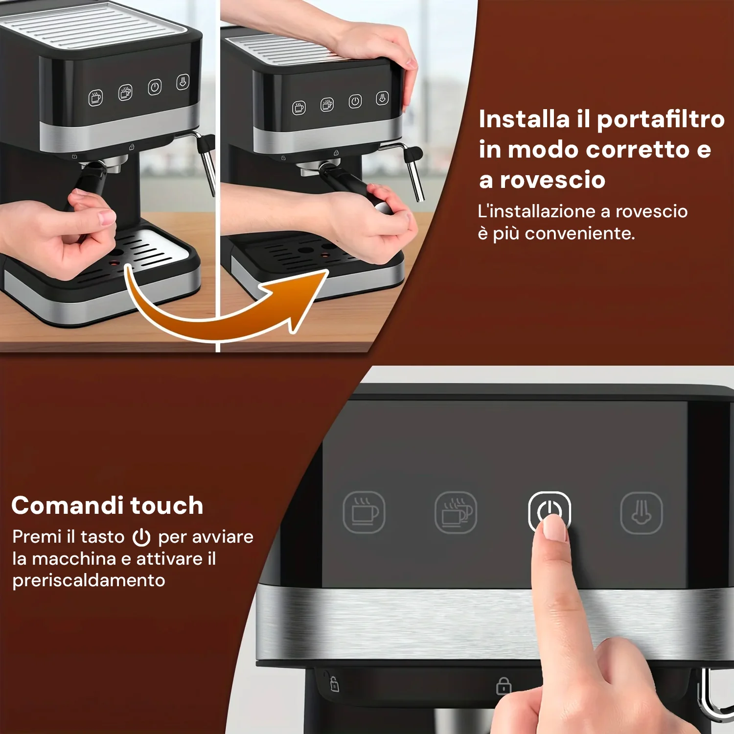 Macchina Da Caffè In Plastica E Acciaio 1050w 1,5l Nero