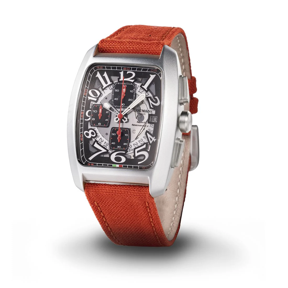 Locman Sport crono quadrante trasparente cinturino in tela rosso 0472L22S-LLT0RDCR