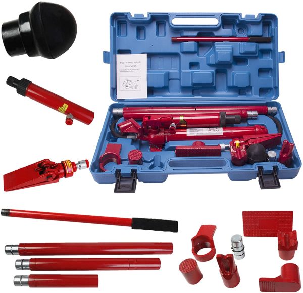 2025 Kit di riparazione per martinetto idraulico Porta Power da 10 tonnellate, pompa pneumatica per officina auto, cilindro di sollevamento, telaio della carrozzeria, set di strumenti