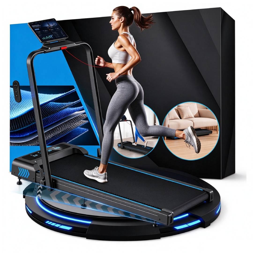 Laufband für Zuhause 5 in 1 mit 10 % Steigung, 12 km/h klappbar, 2,75 HP bürstenloser Motor, LED-Anzeige und App