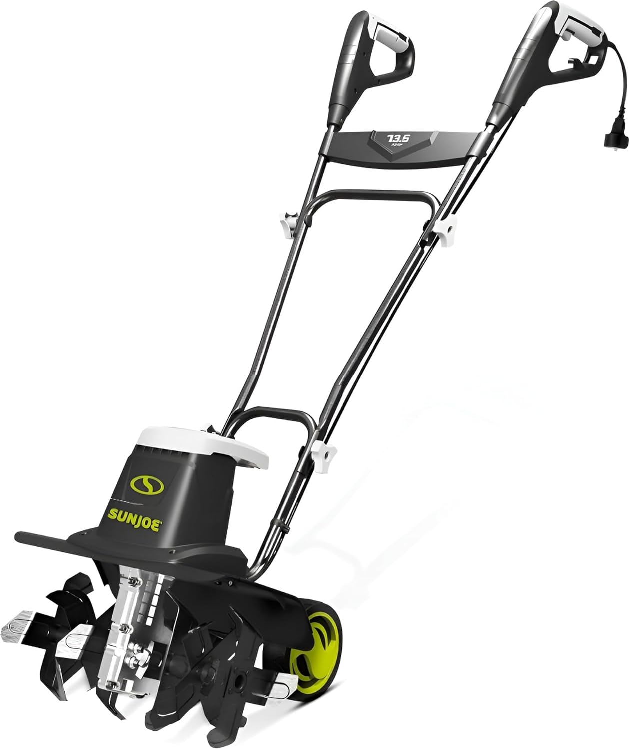Sun Joe Corded Electric Garden Tiller & Cultivator with Steel Tines  16 Inch  13.5-Amp Motor - Heavy-Duty Tilling Machine for Lawn  Yard  and Gardening Care  TJ604E