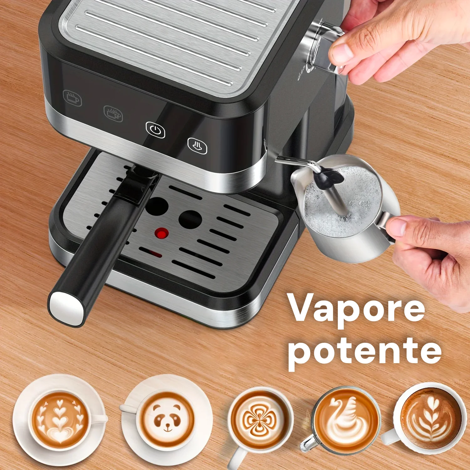 Macchina Da Caffè In Plastica E Acciaio 1050w 1,5l Nero