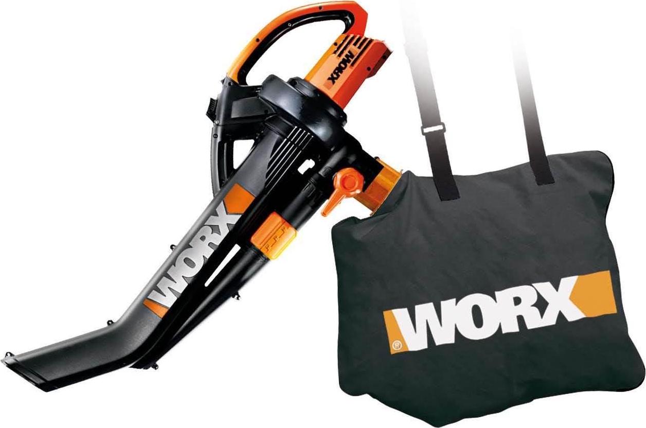 WORX WG505 Electric TriVac Blower/Mulcher/Vacuum, All Metal System, 16:1 Mulch Ratio, 350 CFM, 75 210 MPH, Lightweight & Compact