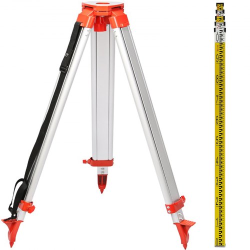 VEVOR Rotationslaser Rotationsläser Nivellierlaser Lasermessgeräte 5M Länge Staff & 1,65 m Aluminium Stativ Tripod Rotationslaser