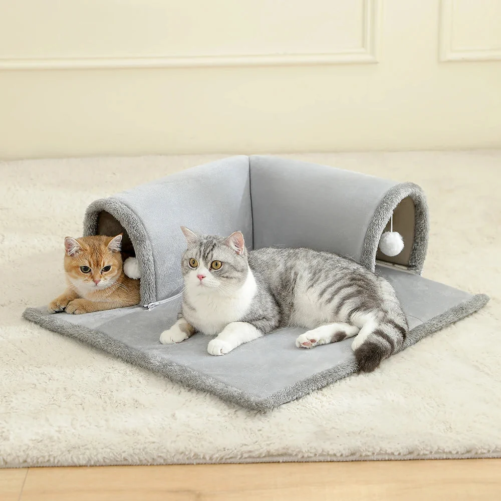 Plush Cat Tunnel Cube Bed �C Soft Padded Interior for Sleep & Play