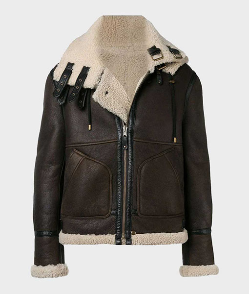 Mens Aviator Shearling Hooded Jacket