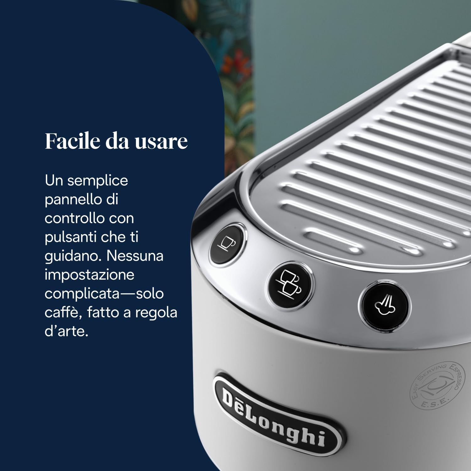 De'Longhi Dedica EC685.W Macchina da Caffè Espresso Manuale e Cappuccino, Caffè in Polvere o in Cialde E.S.E., 1350 W, Bianco