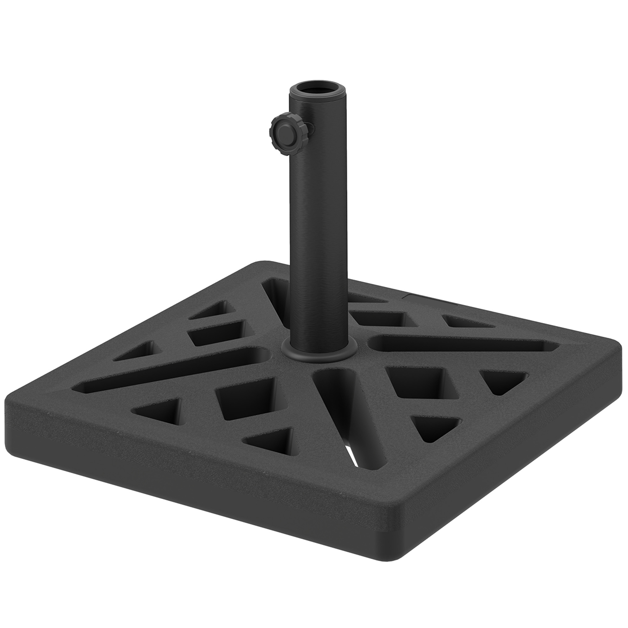 Outsunny Sonnenschirmständer aus Beton, 15 kg, für Sonnenschirmmasten von Ø 32, 38, 48 mm, durchbrochenes Design, 45 x 45 x 33,5 cm, schwarz