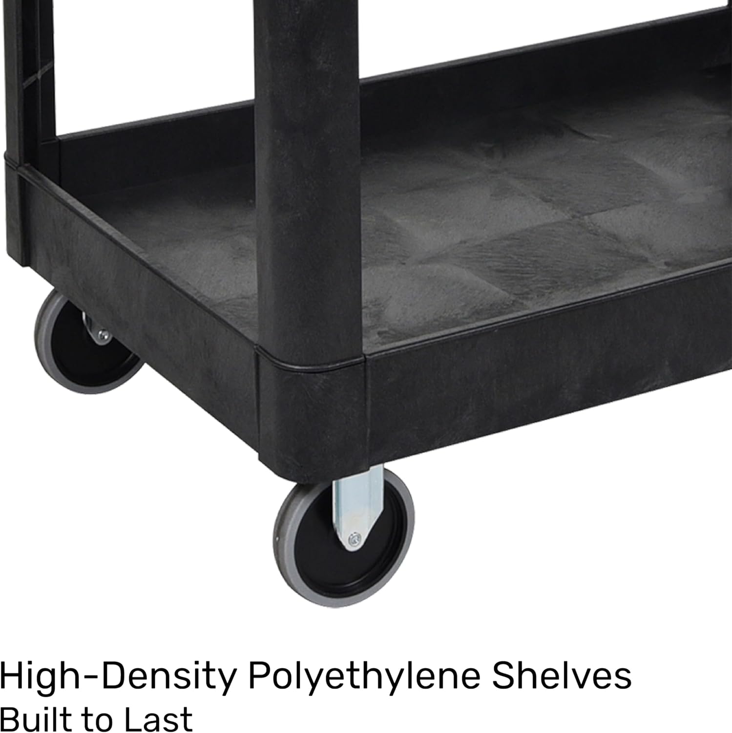 Tubstr Extra Large Utility Cart, 2-Shelf, 500 lb Capacity, Black