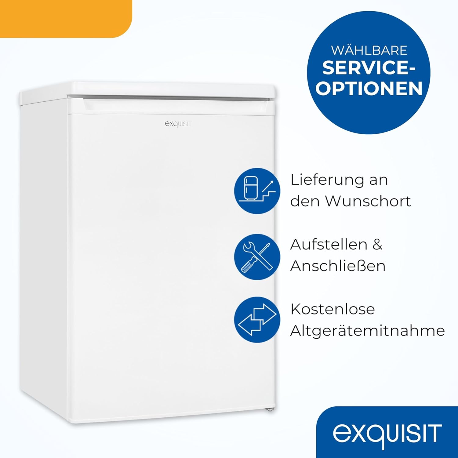 Exquisit Kühlschrank mit Gefrierfach, 109 Liter, kleiner Kühlschrank, 85 cm hoch, freistehend, Kompakt, KS516-4-E-040E weiss