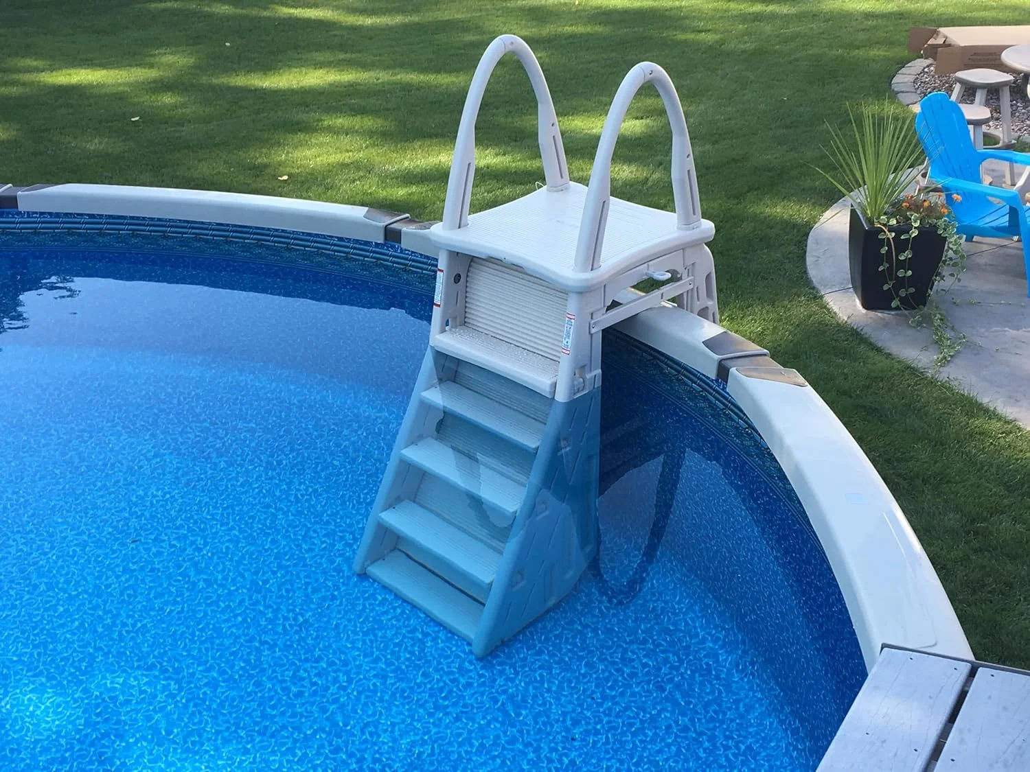 confer plastics a-frame 7200 above ground adjustable pool roll-guard safety ladder