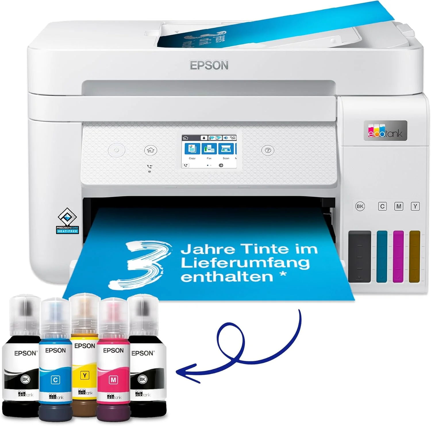 Epson EcoTank ET-4800 A4-Multifunktions-Wi-Fi-Tintentankdrucker, mit einem im Lieferumfang enthaltenen Vorrat an Tinten bis zu 3 Jahren