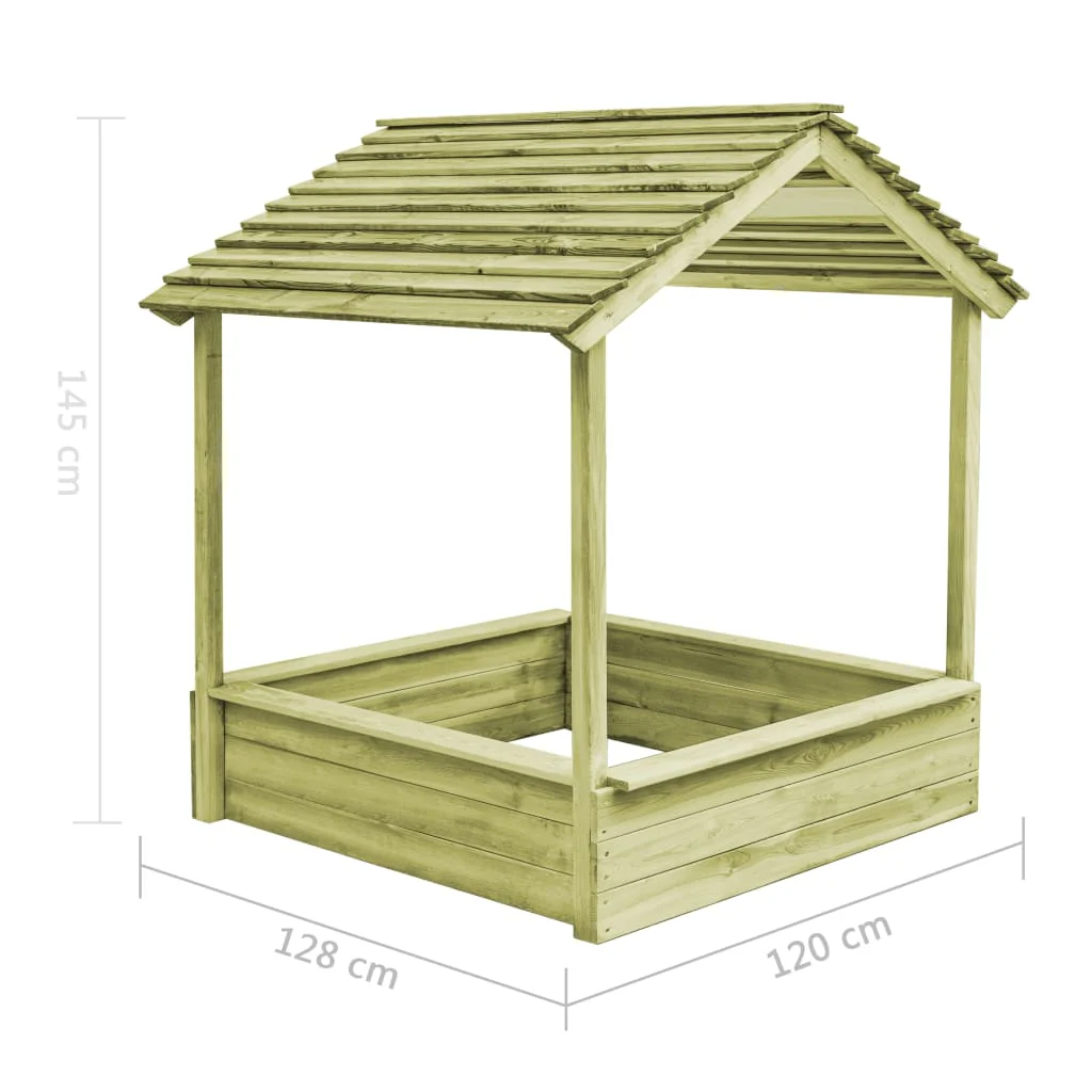 Casetta da Giardino per Bambini in Legno di Pino con Sabbiera – 128x120x145 cm – Modello MXL