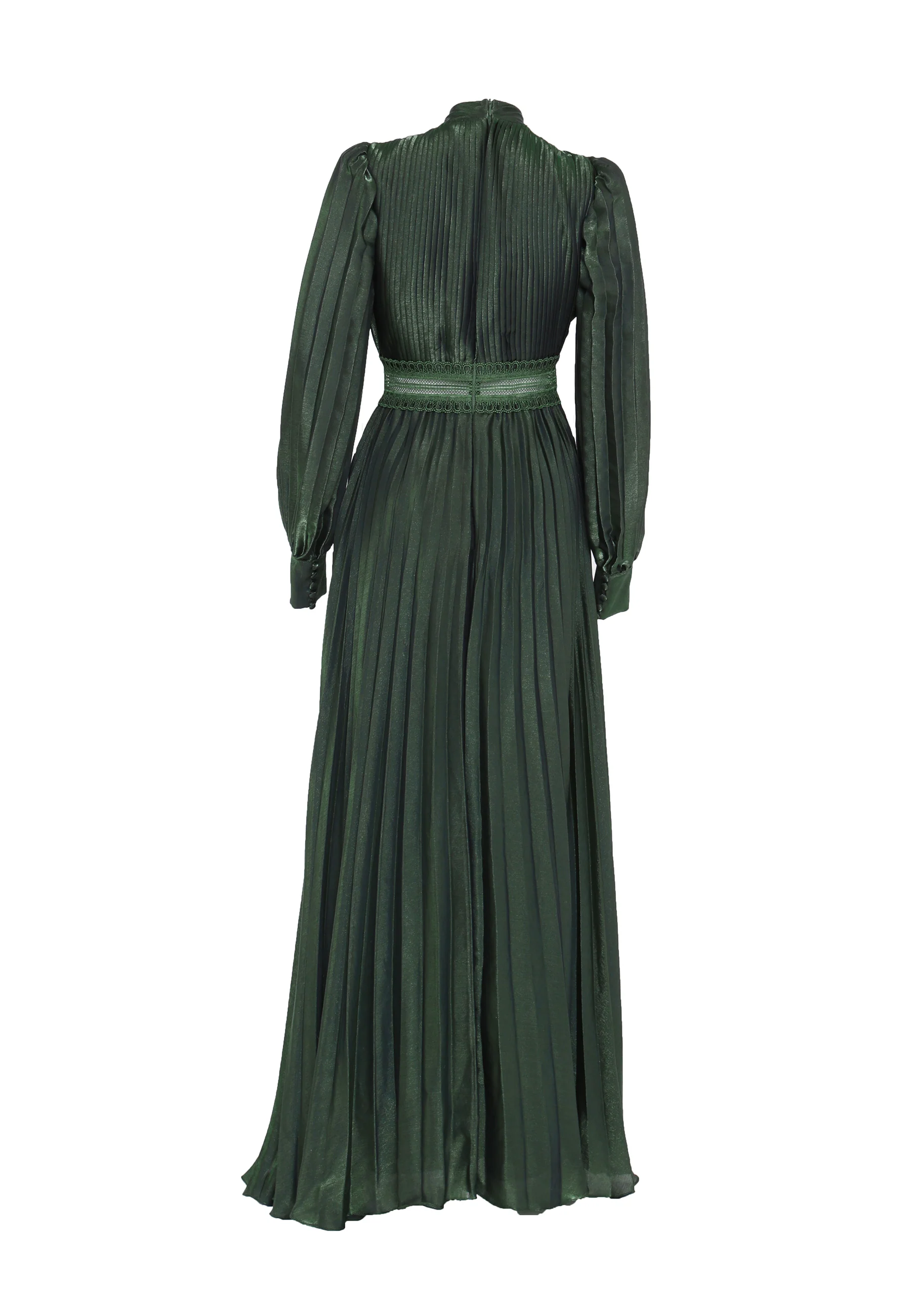 Athena Green Metallic Long Sleeve Maxi-Dress