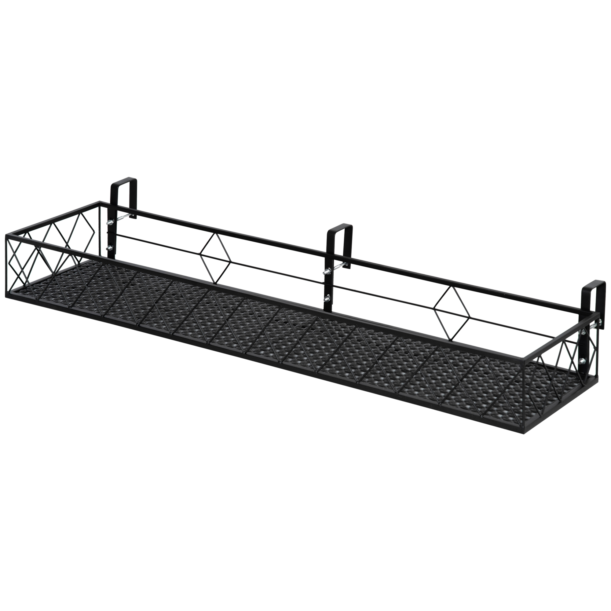 Outsunny Balkon-Blumenkasten Blumentopfhalter mit Geländerhaken aus Metall, 100x31x12cm, Schwarz
