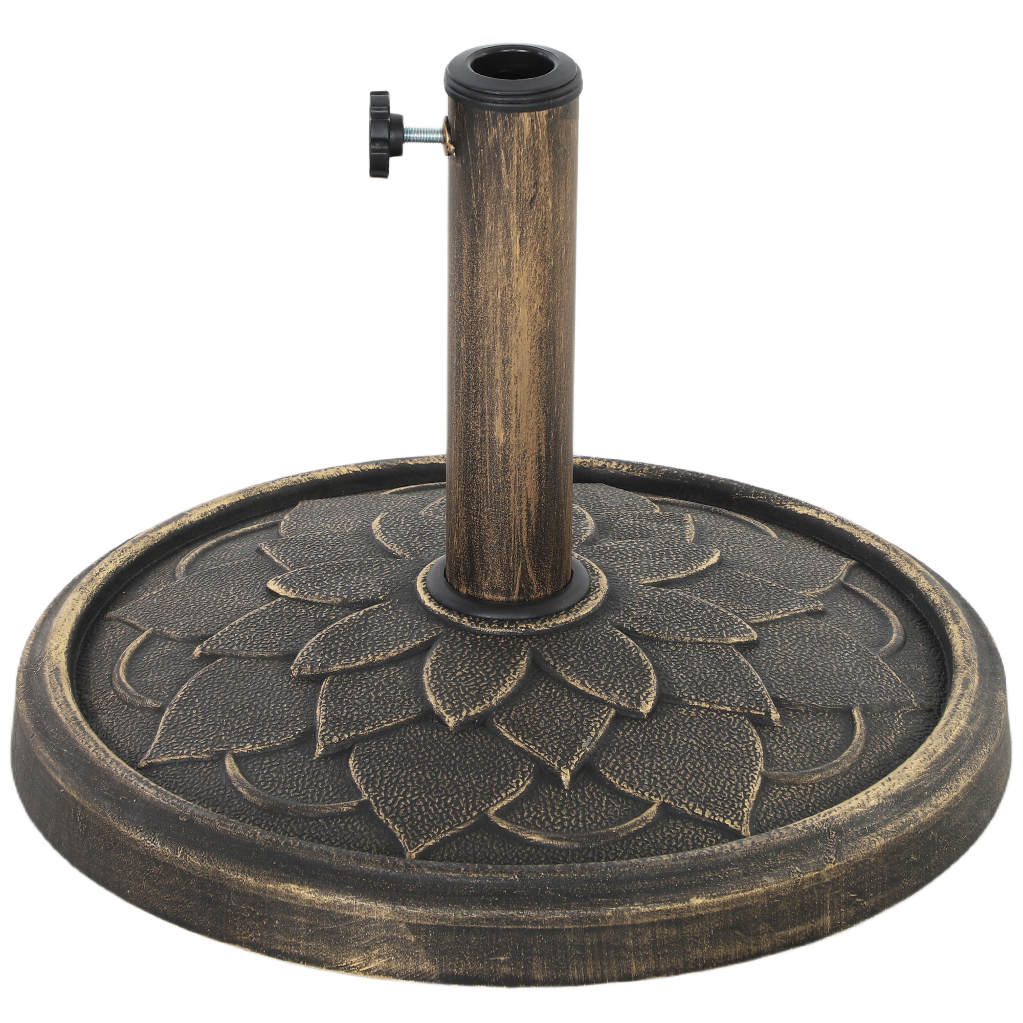 Outsunny Garten Sonnenschirmständer rund 12 kg, für Schirmpfosten von 32, 38, 48 mm in Bronze