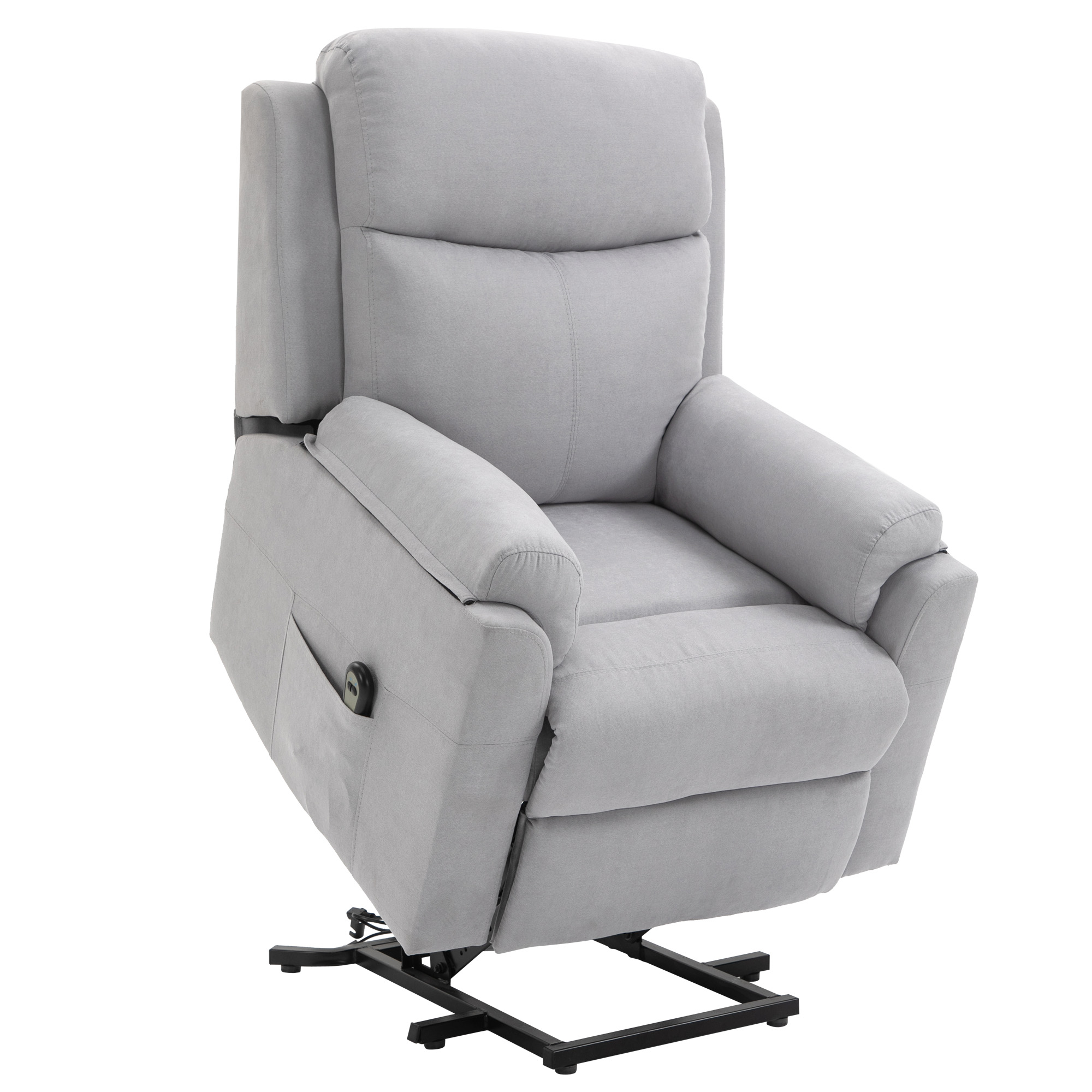 HOMCOM elektrischer Aufstehsessel Sessel mit Aufstehhilfe für Senior Relaxsessel TV Sessel mit schlaffunktion und aufstehhilfe Fernsehsessel Liegefunktion Leinen-Touch Hellgrau 83 x 89 x 102 cm
