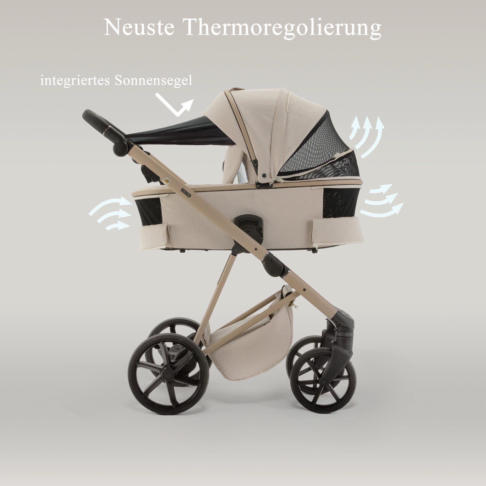 Kombi-Kinderwagen Merida Luxus & Eleganz 2in1, inkl. Wickeltasche & viel Zubehör