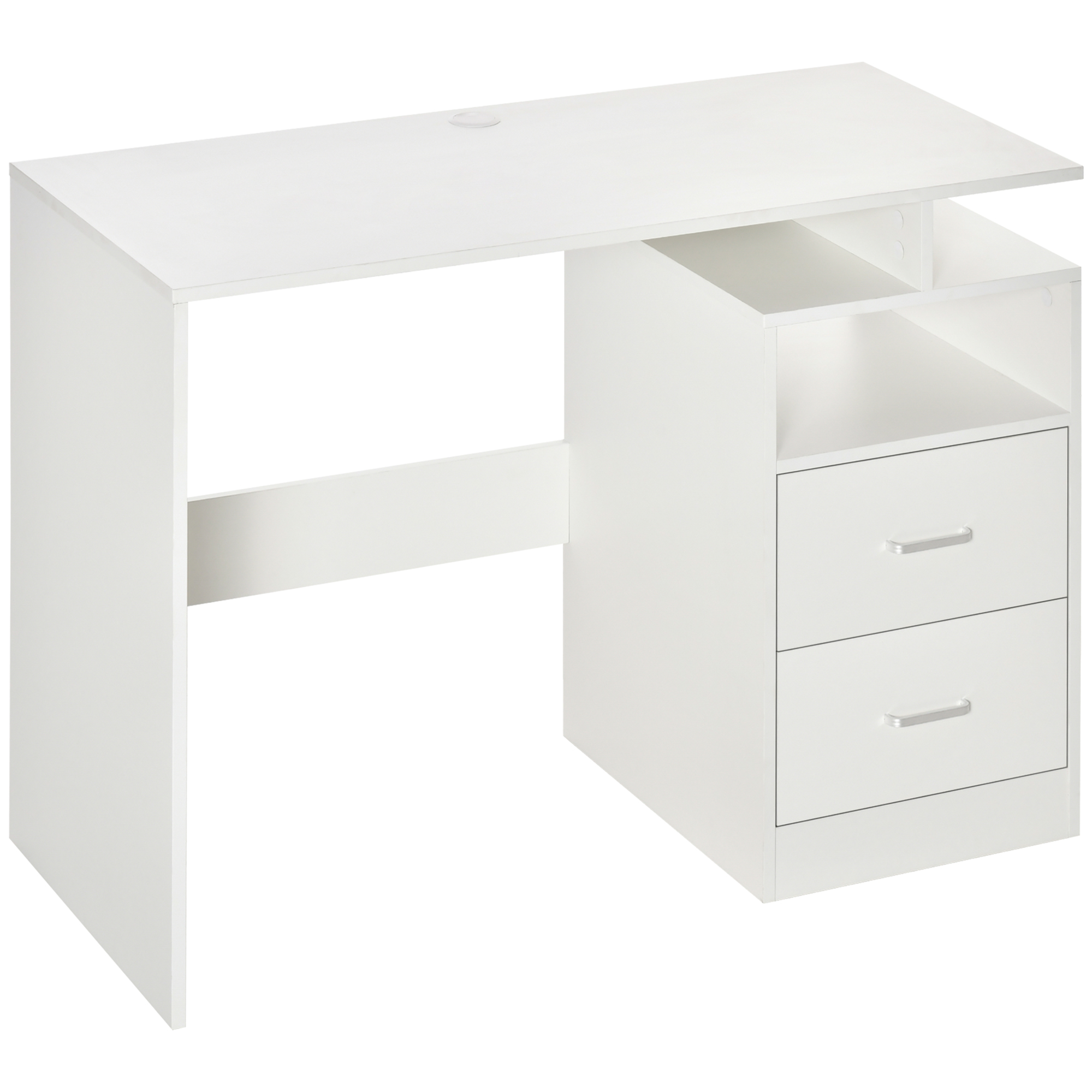HOMCOM Platzsparender PC-Schreibtisch für Schlafzimmer oder Büro aus Holz, 108x48x76cm - Weiß