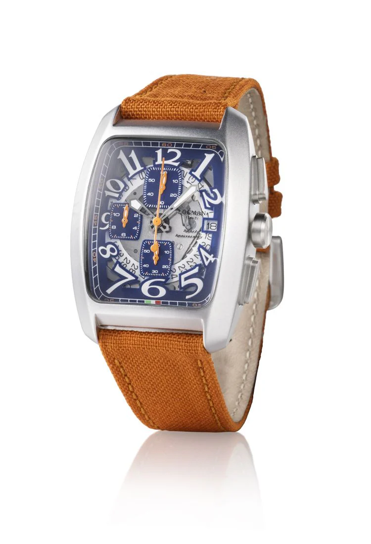 Locman Sport crono quadrante trasparente cinturino in tela arancione 0472L22S-LLT0BLCO