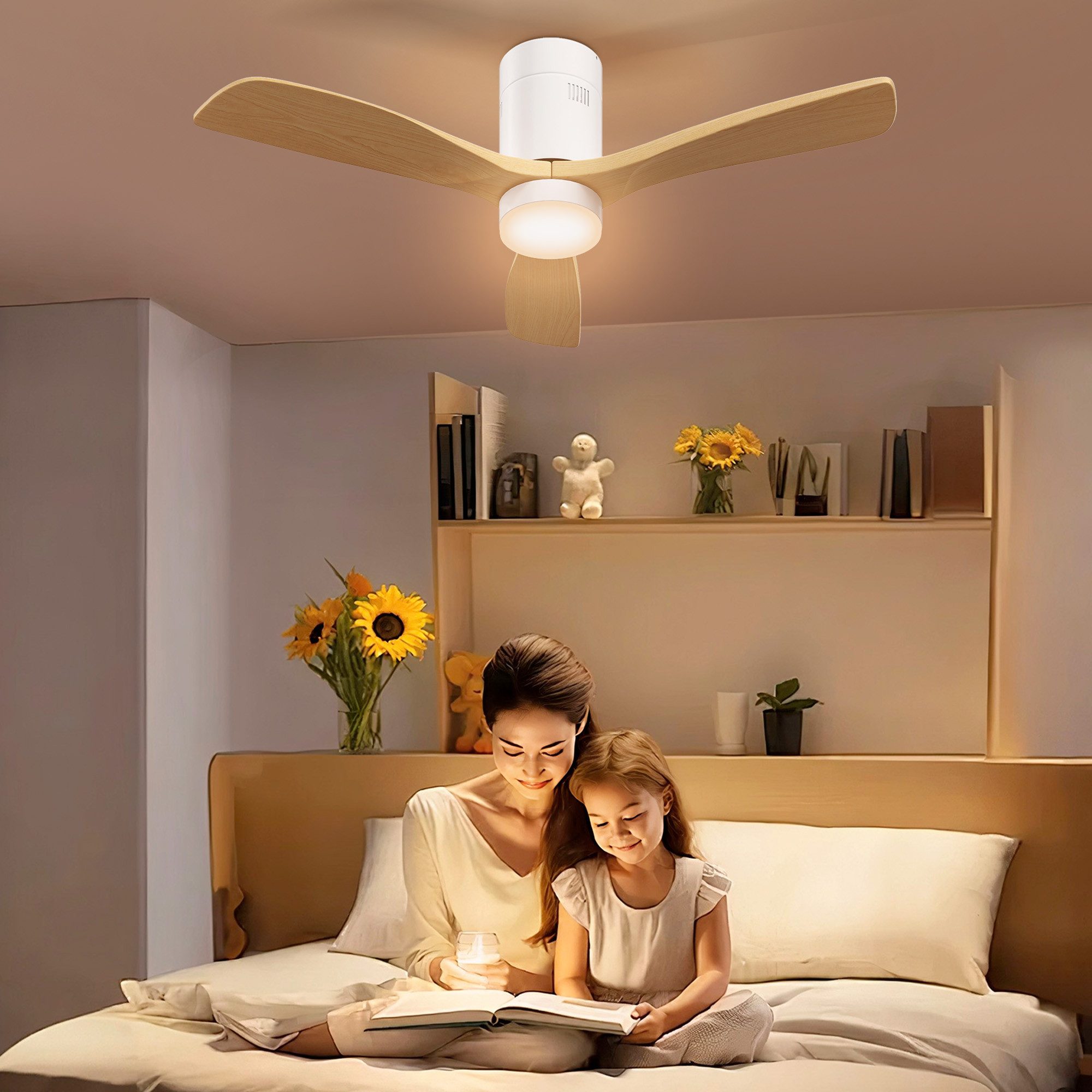 Deckenventilator Deckenventilatorleuchten mit Fernbedienung, 6 Geschwindigkeiten, Timer