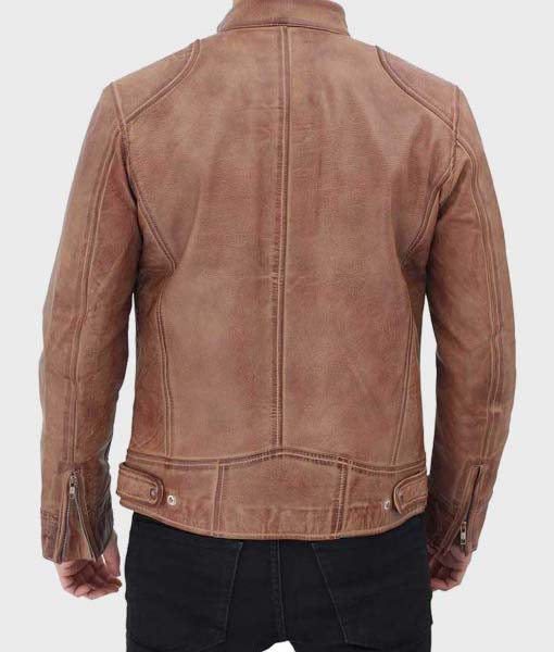 Mens Distressed Cafe Racer Jacket