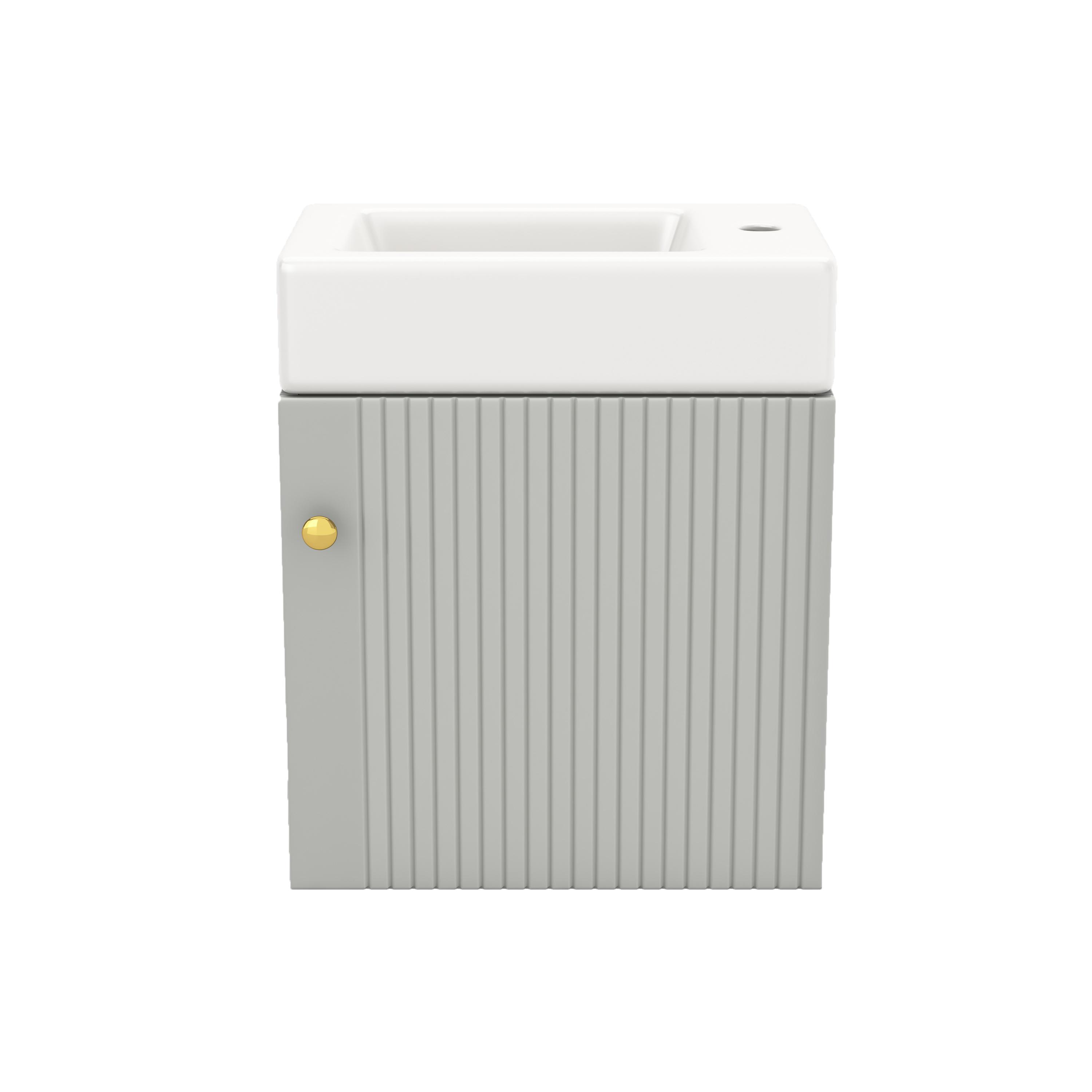 Badezimmer-Waschbecken mit Waschtischunterschrank, hängend, mit Stauraum, 46×26×56 cm, Grau＋Weiß