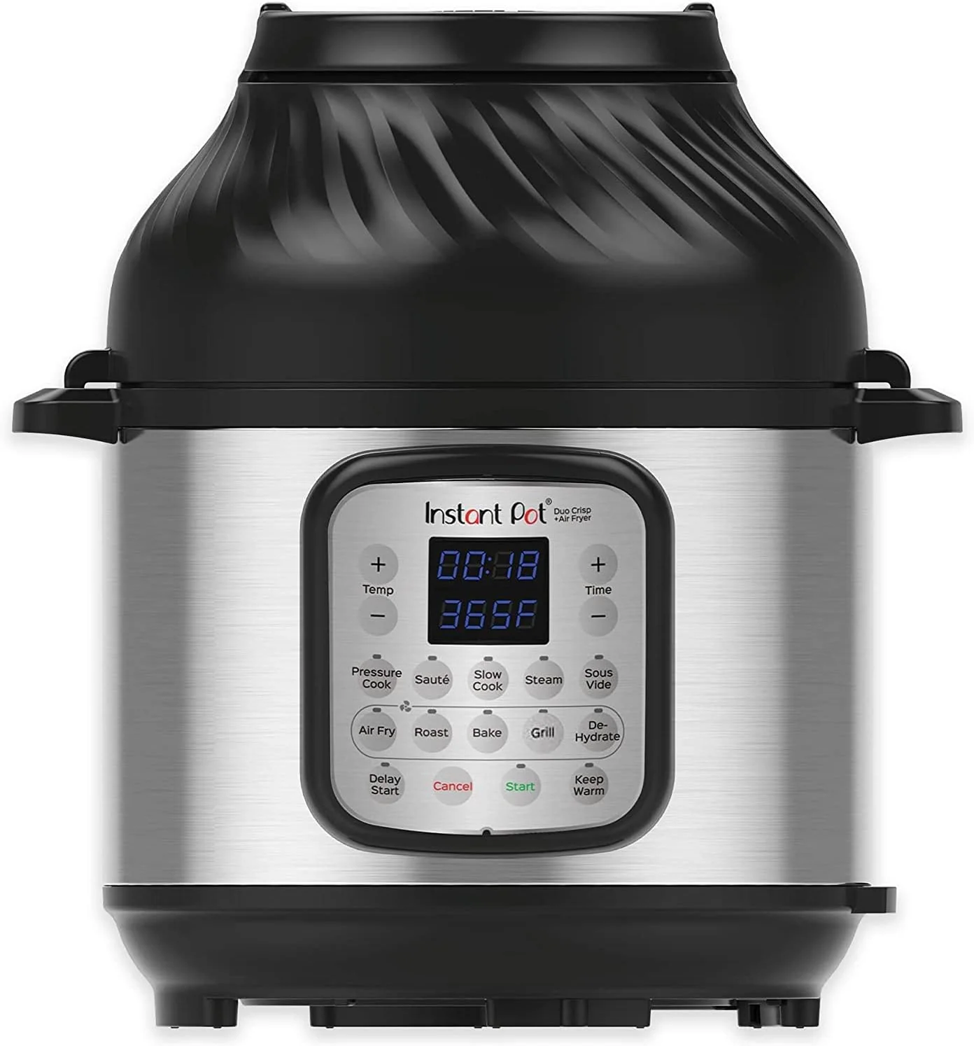 Instant Pot Schnellkochtöpfe, 8 L, Schwarz, DUO CRISP + Air Fryer Multikocher. 11 Funktionen in 1:, Bratpfanne, Dampfgarer