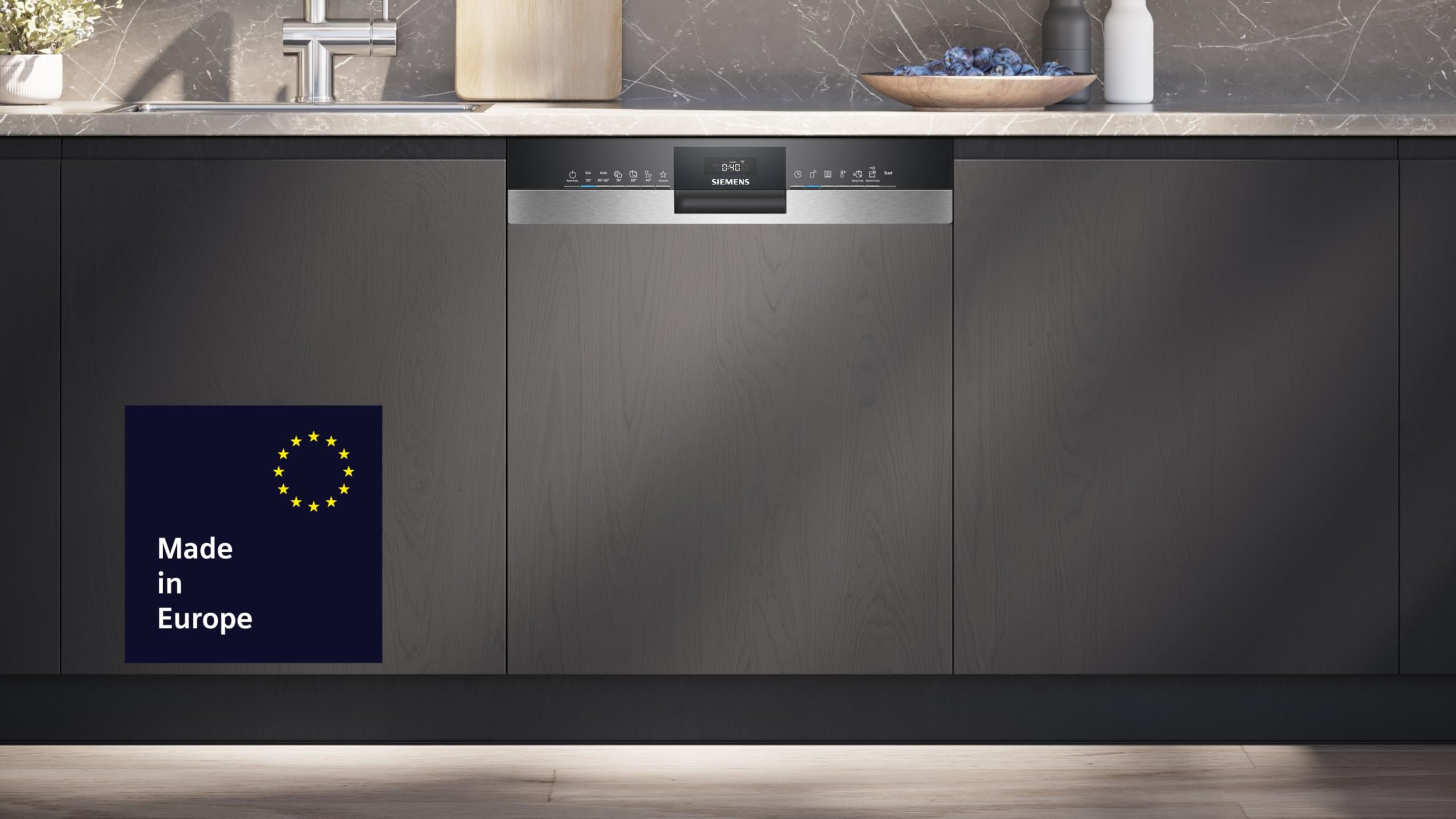 Teilintegrierter Geschirrspüler 60 cm SN53ES06VE iQ300 mit 14 Maßgedecken, 44 dB und Home Connect