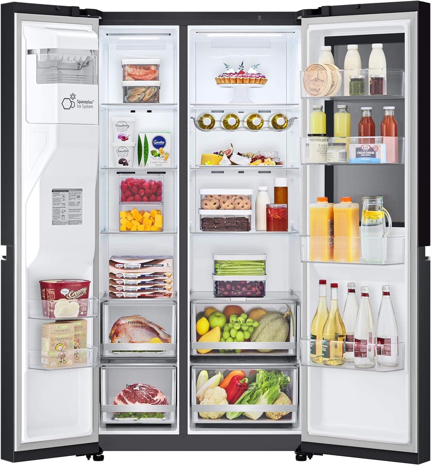 GSGV80EPLL Frigorifero Americano Side By Side InstaView, 635L, Frigorifero Total No Frost, Wi-Fi, Door & Linear Cooling, Dispenser Acqua e Ghiaccio Con Allaccio, Fresh Balancer, Nero Opaco