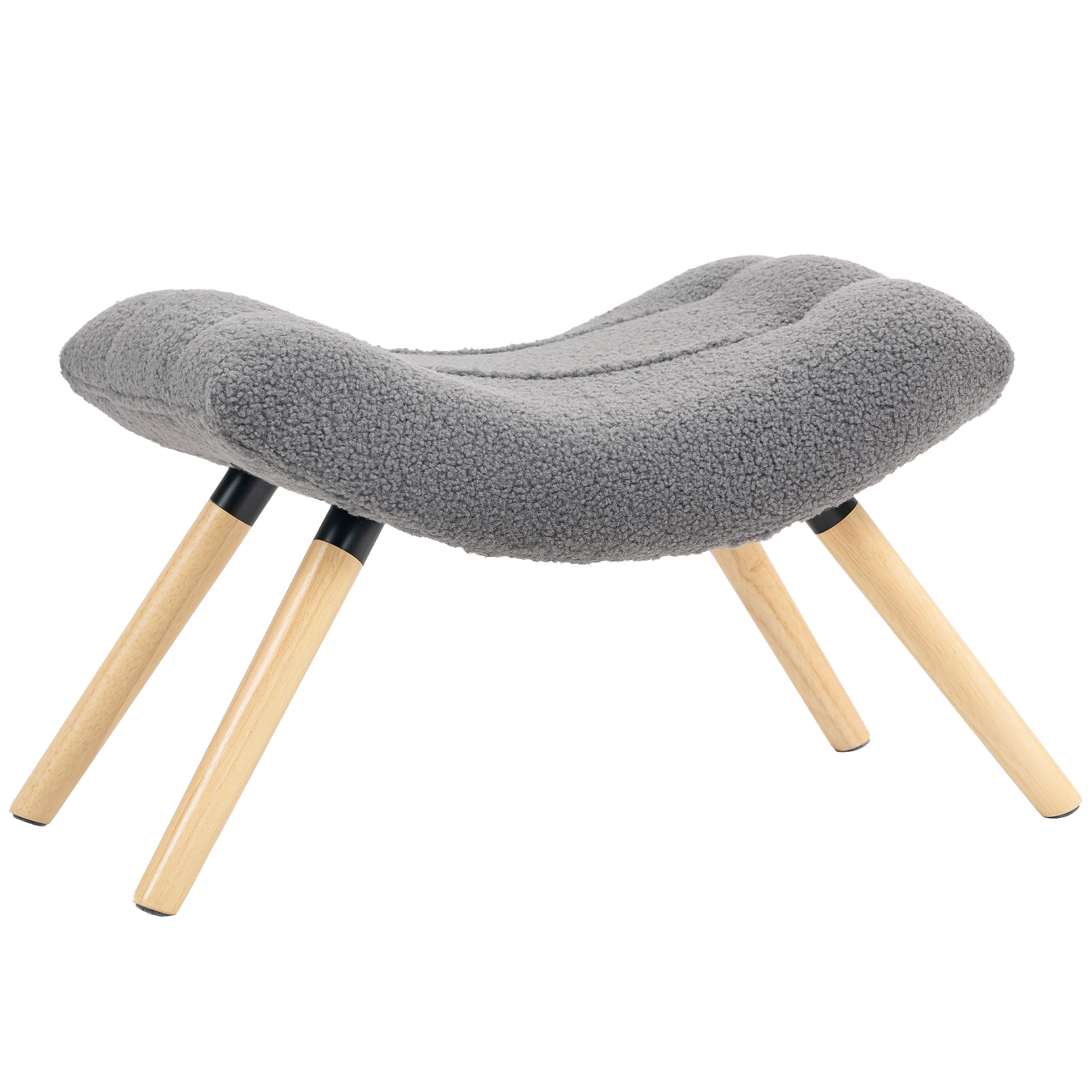 HOMCOM Moderner Fußhocker mit Fleece-Bezug und Holzbeinen, gepolstert, für Wohnzimmer, Schlafzimmer, Flur, Dunkelgrau