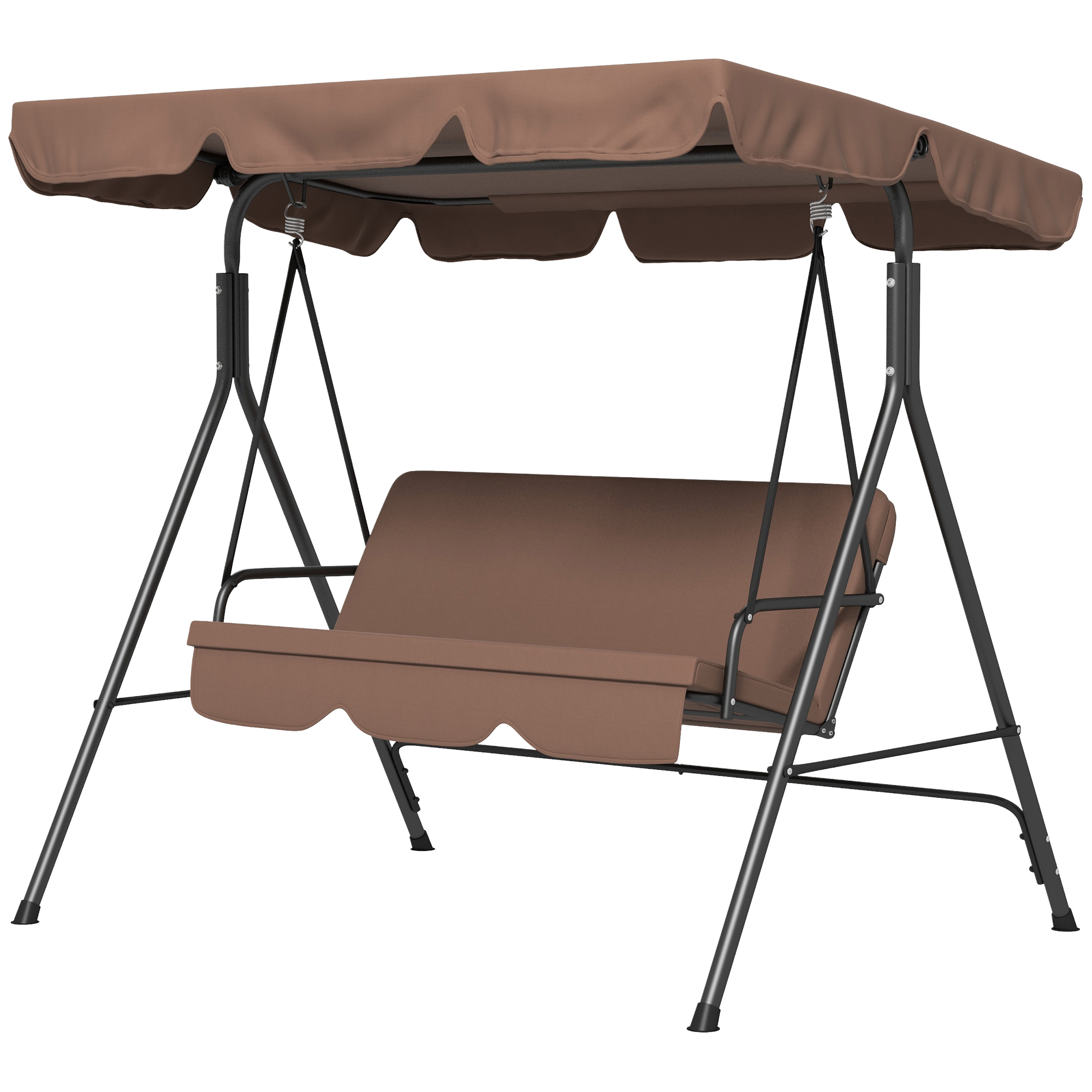 Outsunny Hollywoodschaukel Gartenschaukel 3-Sitzer, wetterbeständig, verstellbares Dach, 172 x 110 x 153, Braun