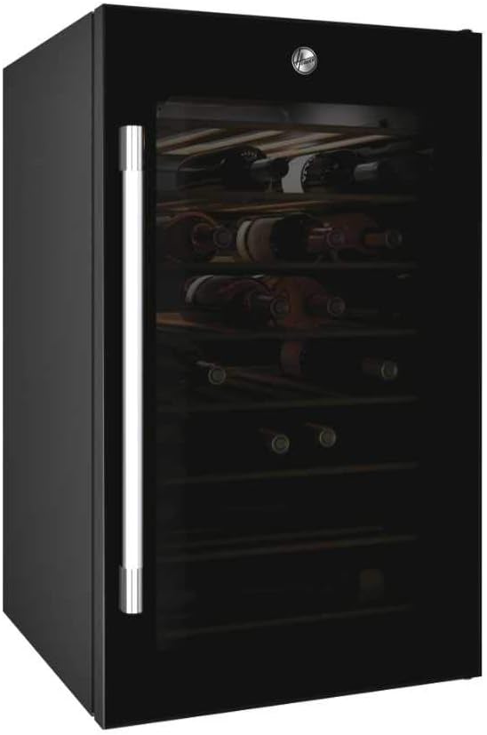 Hoover HWC 150 EELW Cantinetta Vino Refrigerata, 42 bottiglie, Connettività Wi-Fi, Luci a LED e Trattamento anti UV, Ripiani in Legno, 39 dBa, Libera Installazione, 49x55x84.5 cm, Nero