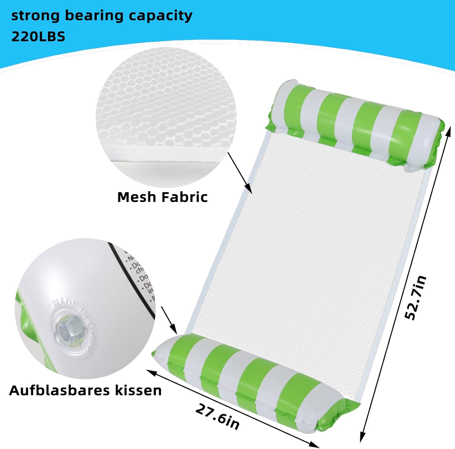 Galleggianti gonfiabili per piscina per adulti, 2 pezzi 4-in-1 Gonfiabili per piscina con amaca gonfiabile multiuso (sella, poltrona, amaca, drifter) Sedia da piscina con pompa d'aria manuale per piscina sulla spiaggia