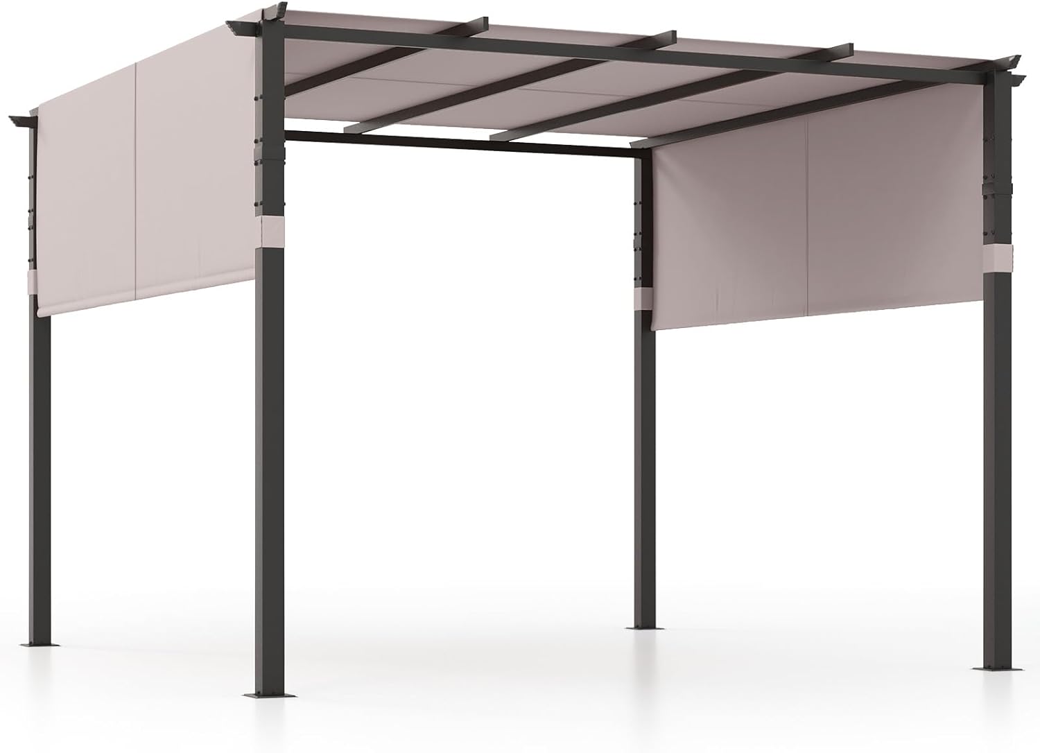 HOMASIS Gazebo 3x3 M, Pergolato da Giardino con 2 Pannelli Impermeabili con Protezione Solare, Struttura in Metallo con 8 Picchetti, Tenda da Giardino per Terrazzo, Patio, Balcone (Beige)