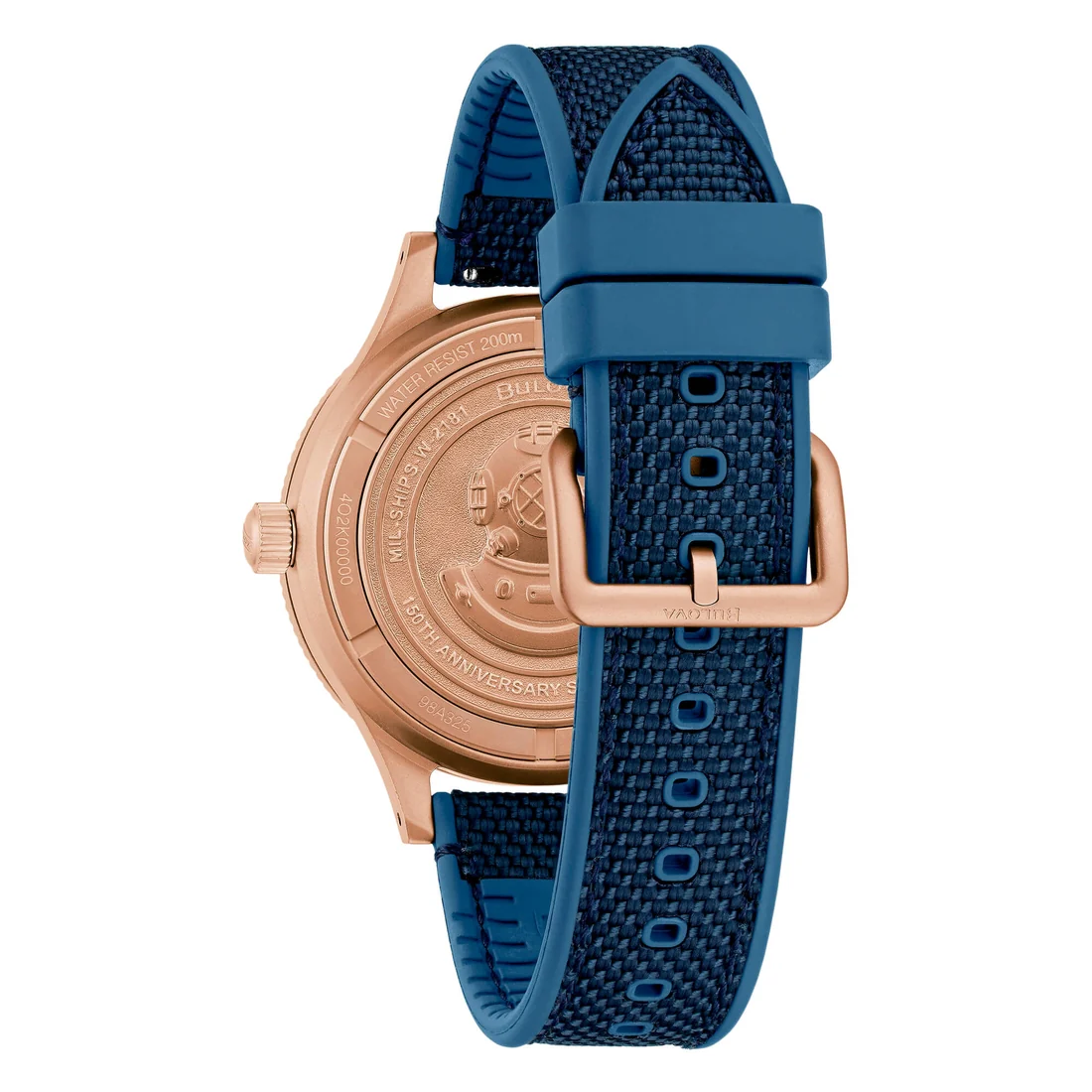 Orologio Bulova 98A325 Mil Ship Submersible blu cassa bronzo