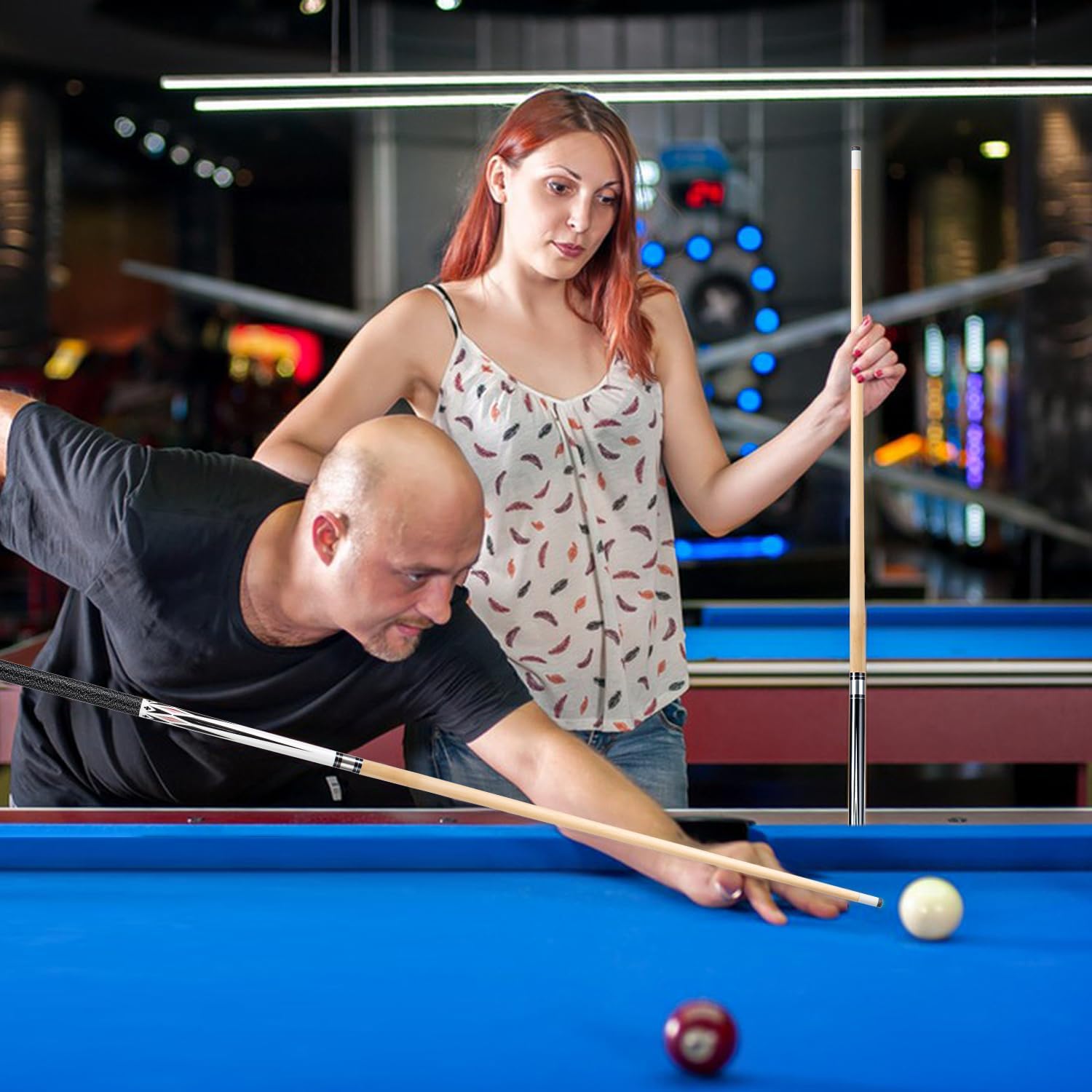 Sinsilvie 13mm 58 Pollici 19 20 Once Stecche Biliardo Pool,1/2 Maple Pool Cue Stick,Bastone da Biliardo da Bar per Uomini e Donne.
