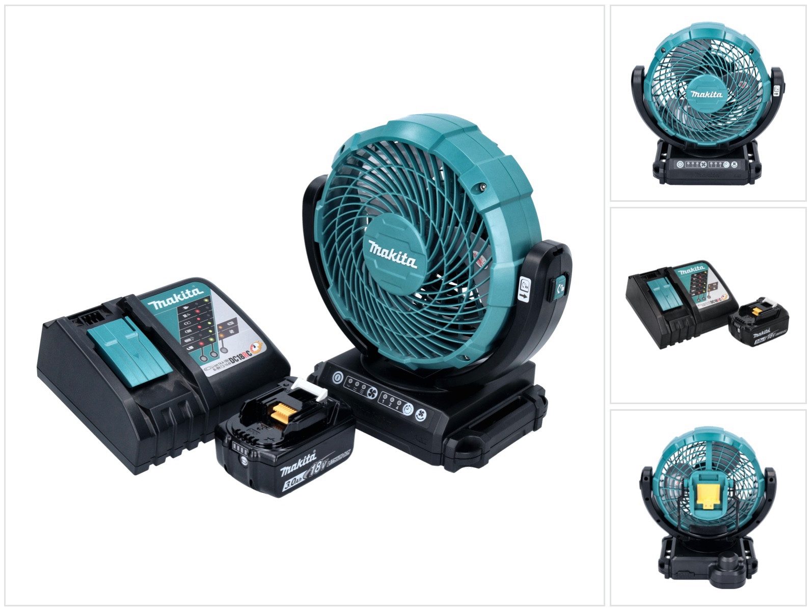 Akku-Standventilator DCF 102 RF1 Akku Ventilator Lüfter 18 V 18 cm + 1x Akku 3,0 Ah + Lade