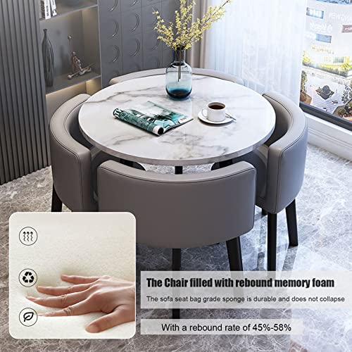 Set tavolo rotondo e sedia per negoziazione aziendale ufficio reception 80 cm tavolo con 4 sedie per casa, camera da letto, balcone, biblioteca, salotto, caffetteria, sedili in pelle : Casa e cucina