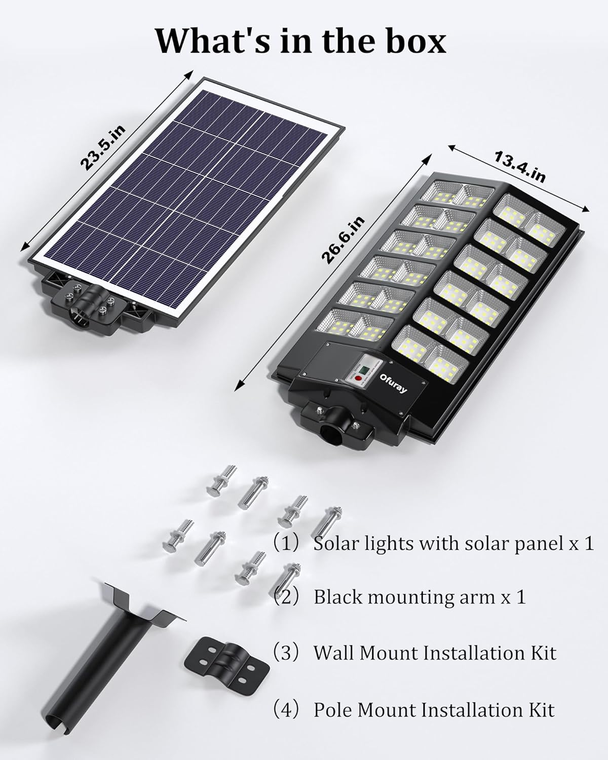Ofuray Of-9800W Solar Straßenlaterne für Außen, Solarlampen mit Bewegungsmelder, 6500K Superhelle Led Solar Strahler Außen mit Fernbedienung, IP67 Wasserdicht Solarleuchte für Gärten, Garage, Straßen