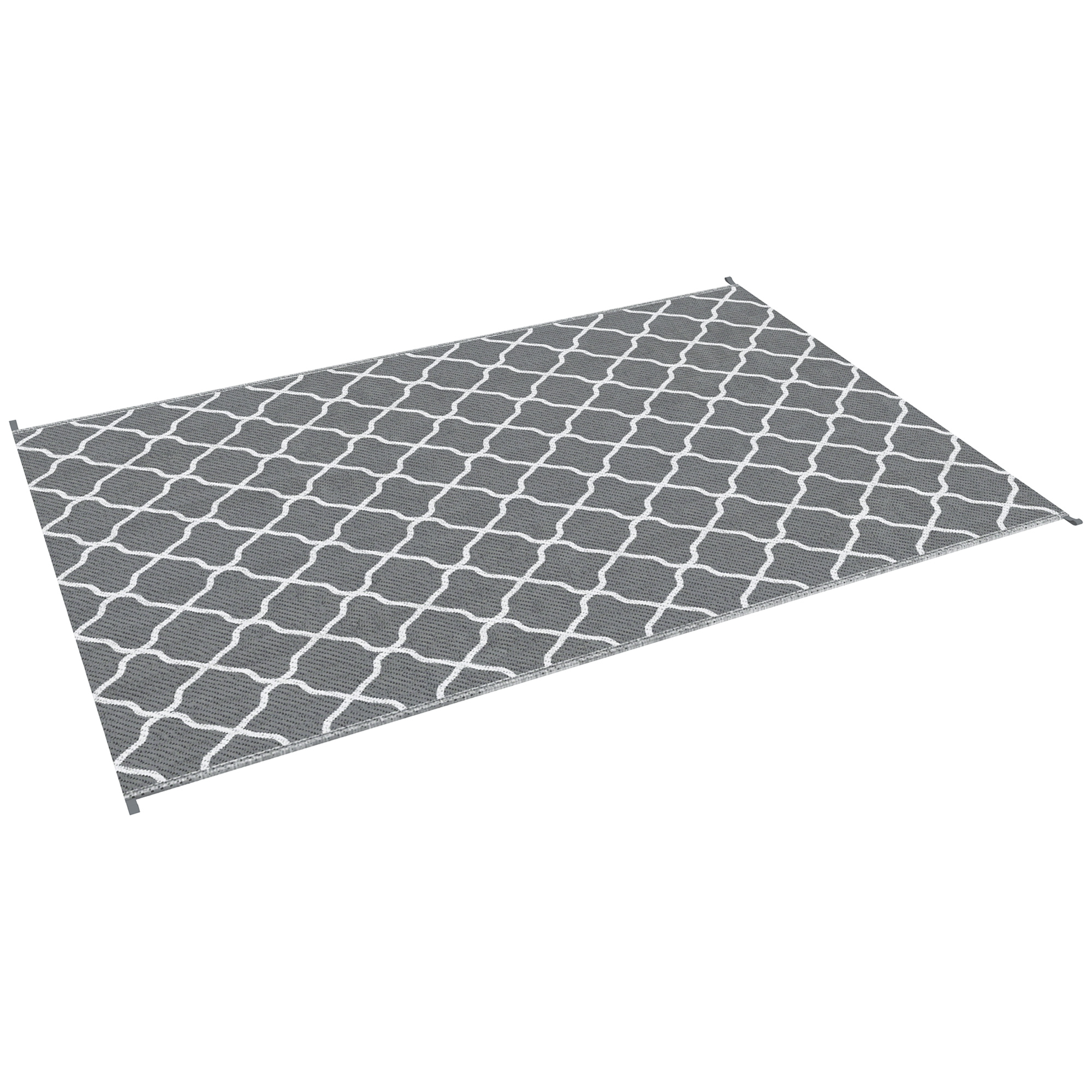 Outsunny Outdoor-Teppich, Wendbarer Teppich 2,74L x 1,82B m - Hochdichtes PP 310 g/m² Grau und Weiß