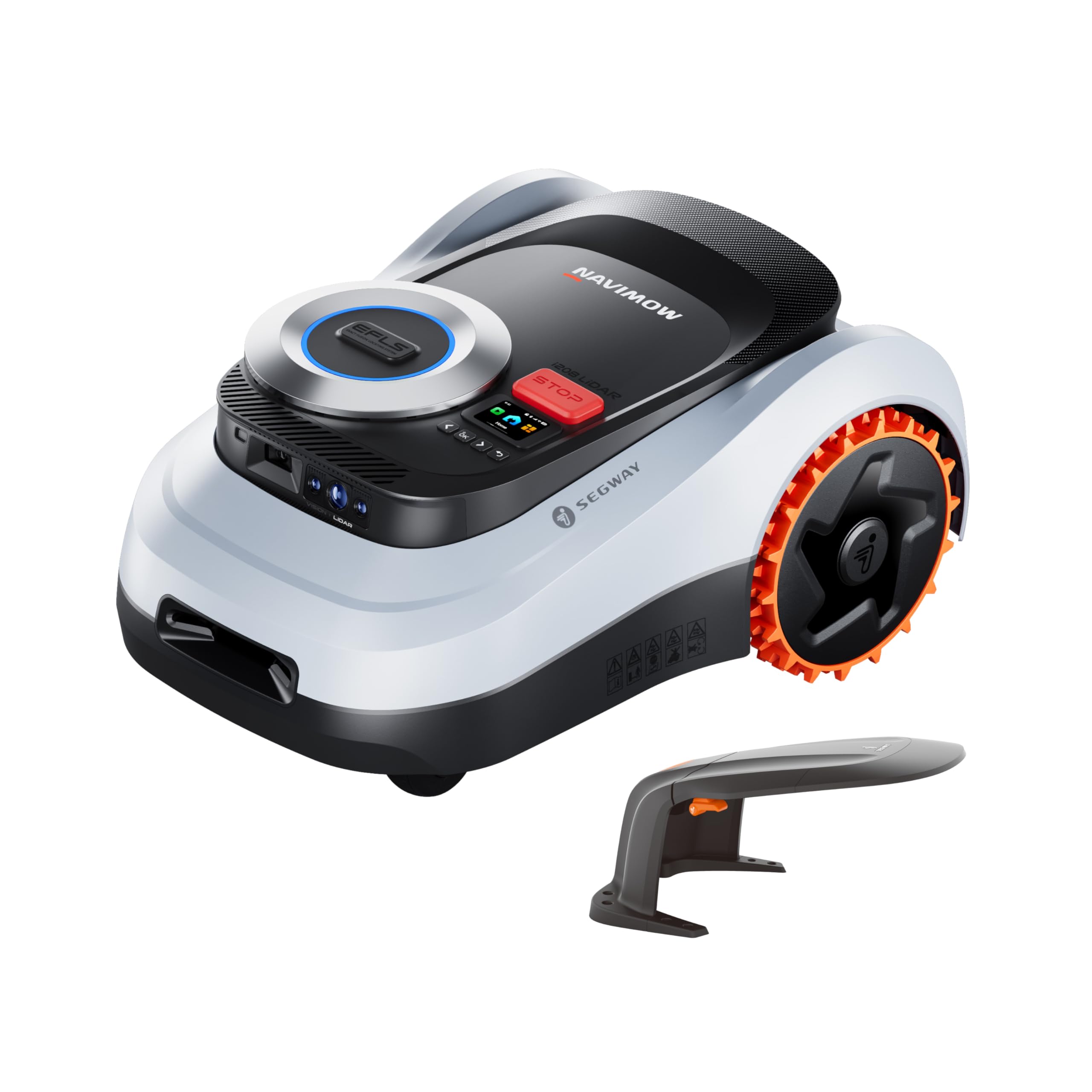 Mähroboter i208 LiDAR mit Garage M für 800 m² LiDAR Vision Dual Fusion 5 cm Schnittbreite 45 % Steigung 100 W Motor 6-Messerklingenscheibe