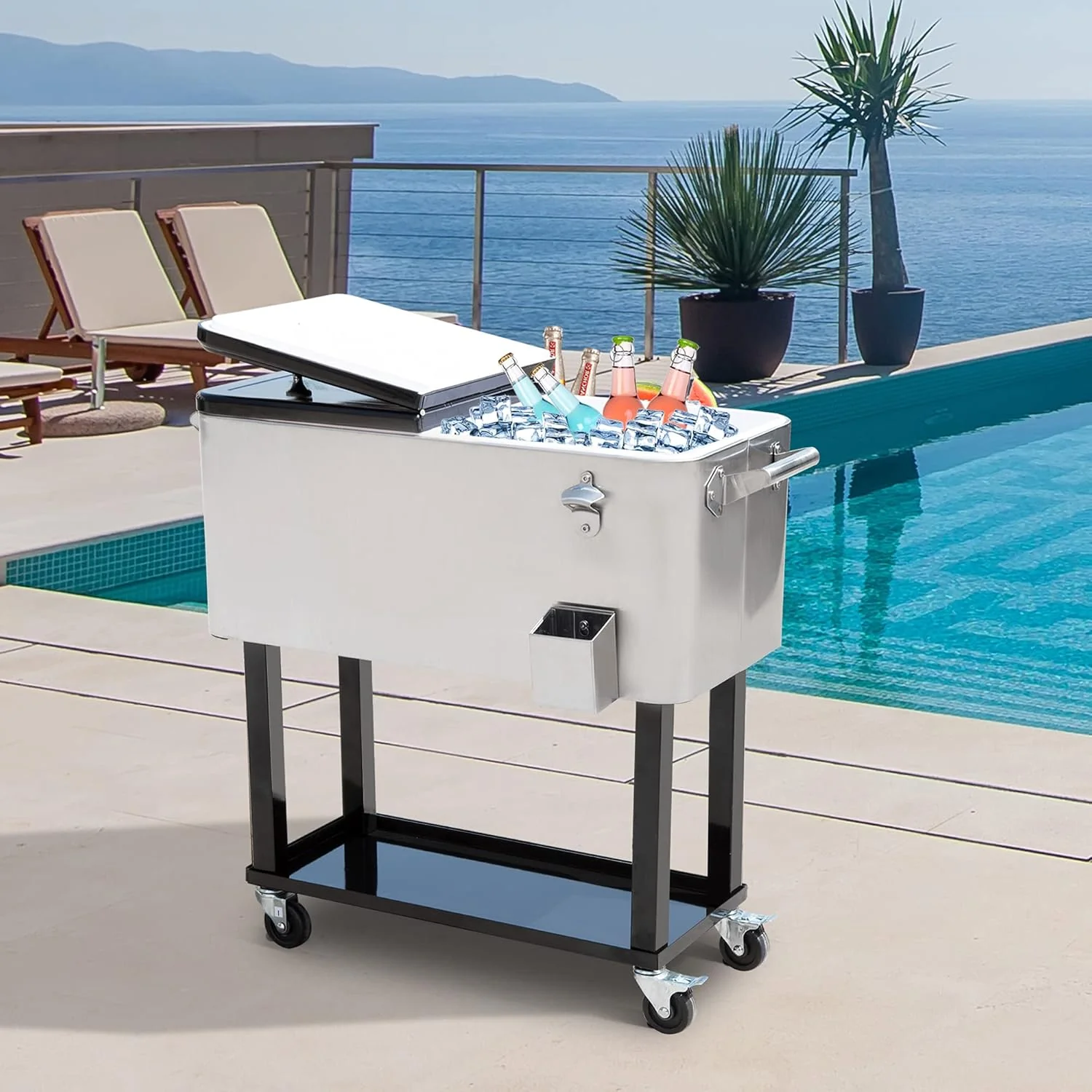 Portable Rolling 80 Quart Steel