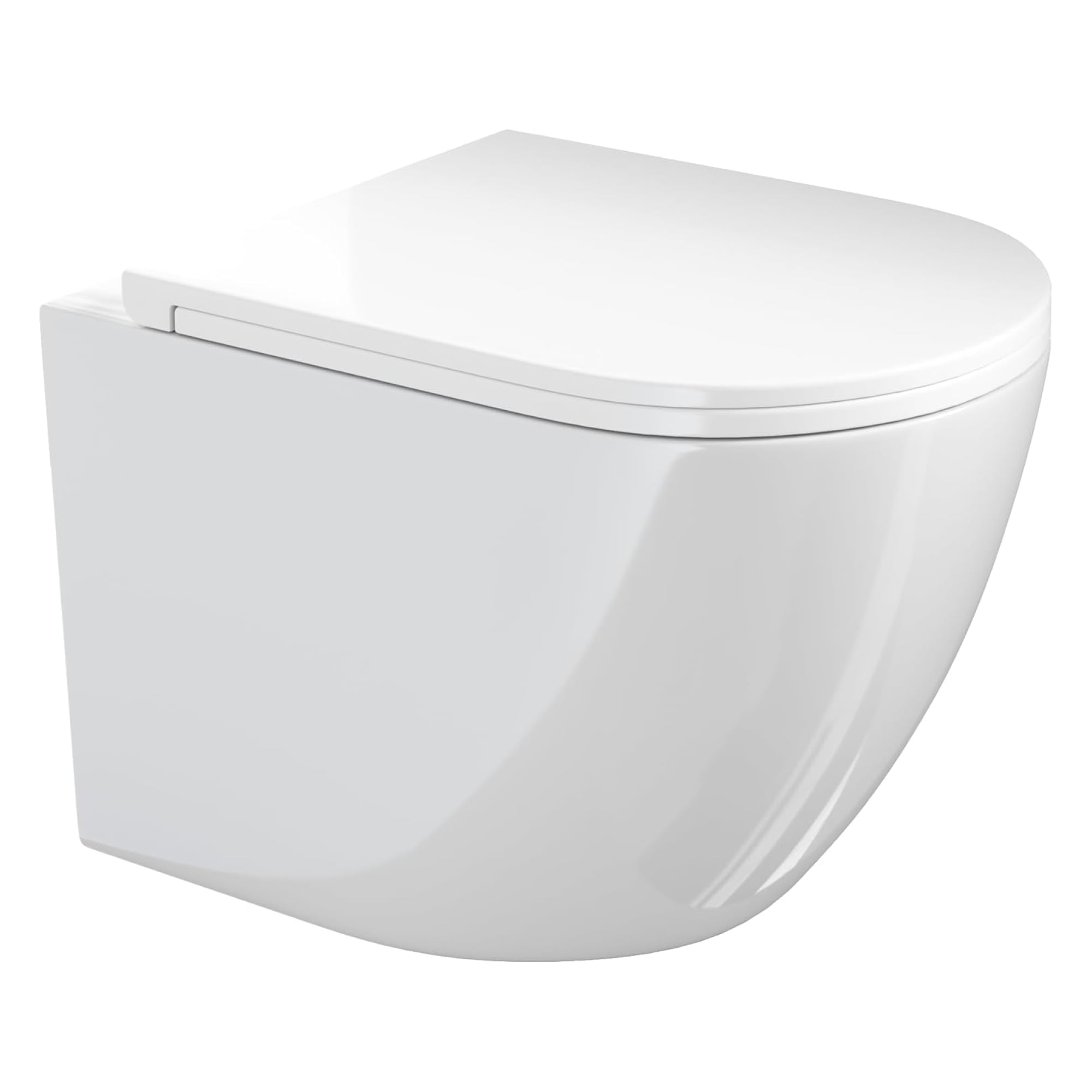 VILSTEIN Hänge WC 360° Tornado Spülung spülrandlos Toilettenbecken Keramik WC Sitz Absenkautomatik Weiß 49 cm