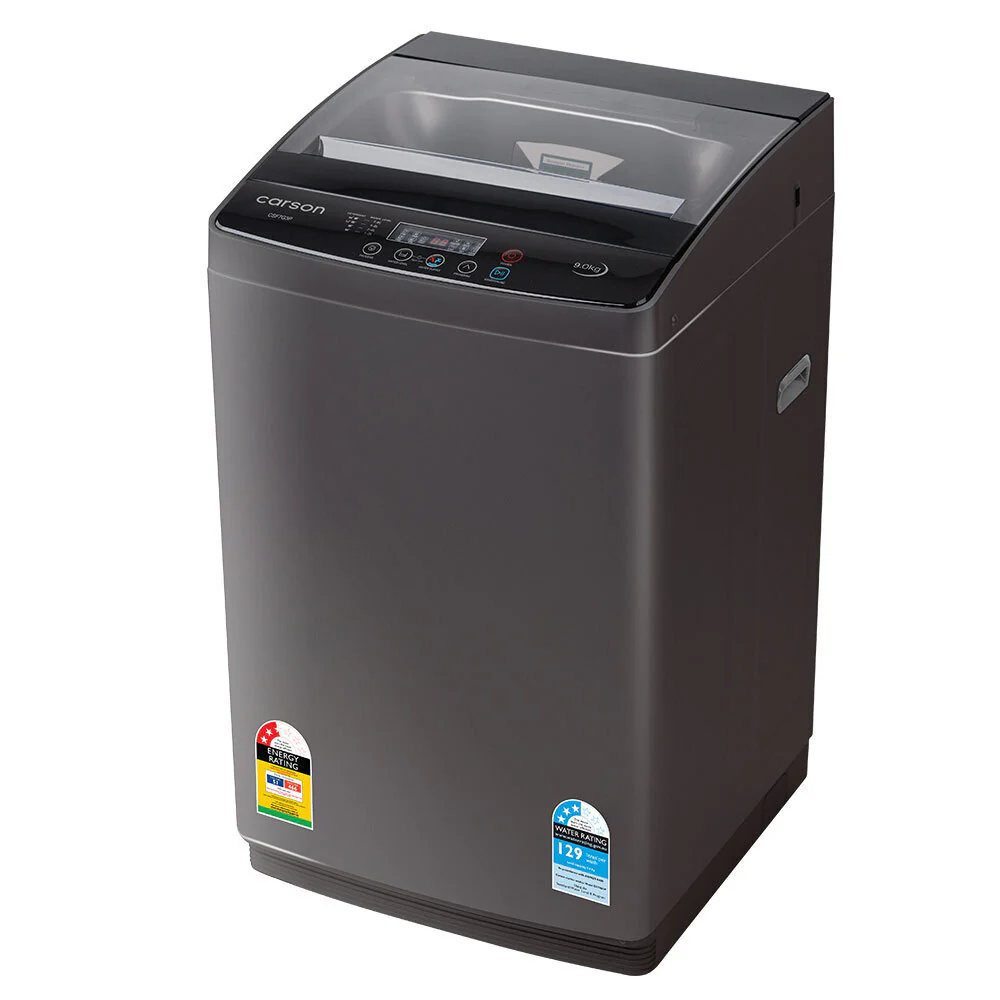 CARSON 9kg Top Load Washing Machine | Home Laundry Washer with Dry Wash | Grey