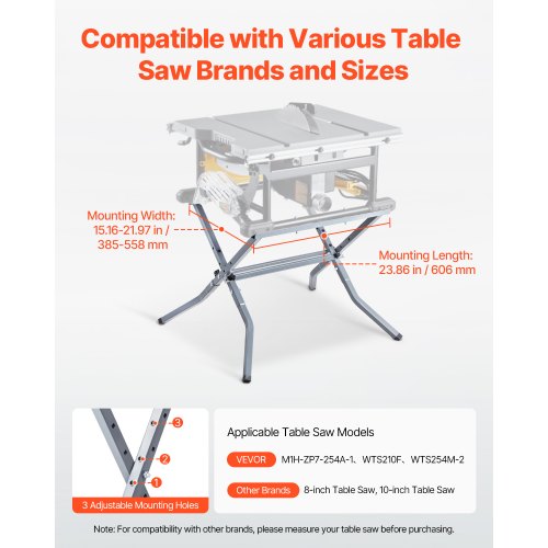 VEVOR Untergestell Tischkreissägen-Klappständer 158kg Tragkraft 610x490x580mm