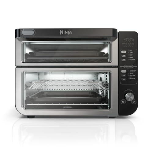 Ninja DCT401 12 in 1 Double Oven with FlexDoor, FlavorSeal & Smart Finish, Rapid Top Convection and Air Fry Bottom , Bake, Roast, Toast, Air Fry, Pizza and More, Stainless Steel