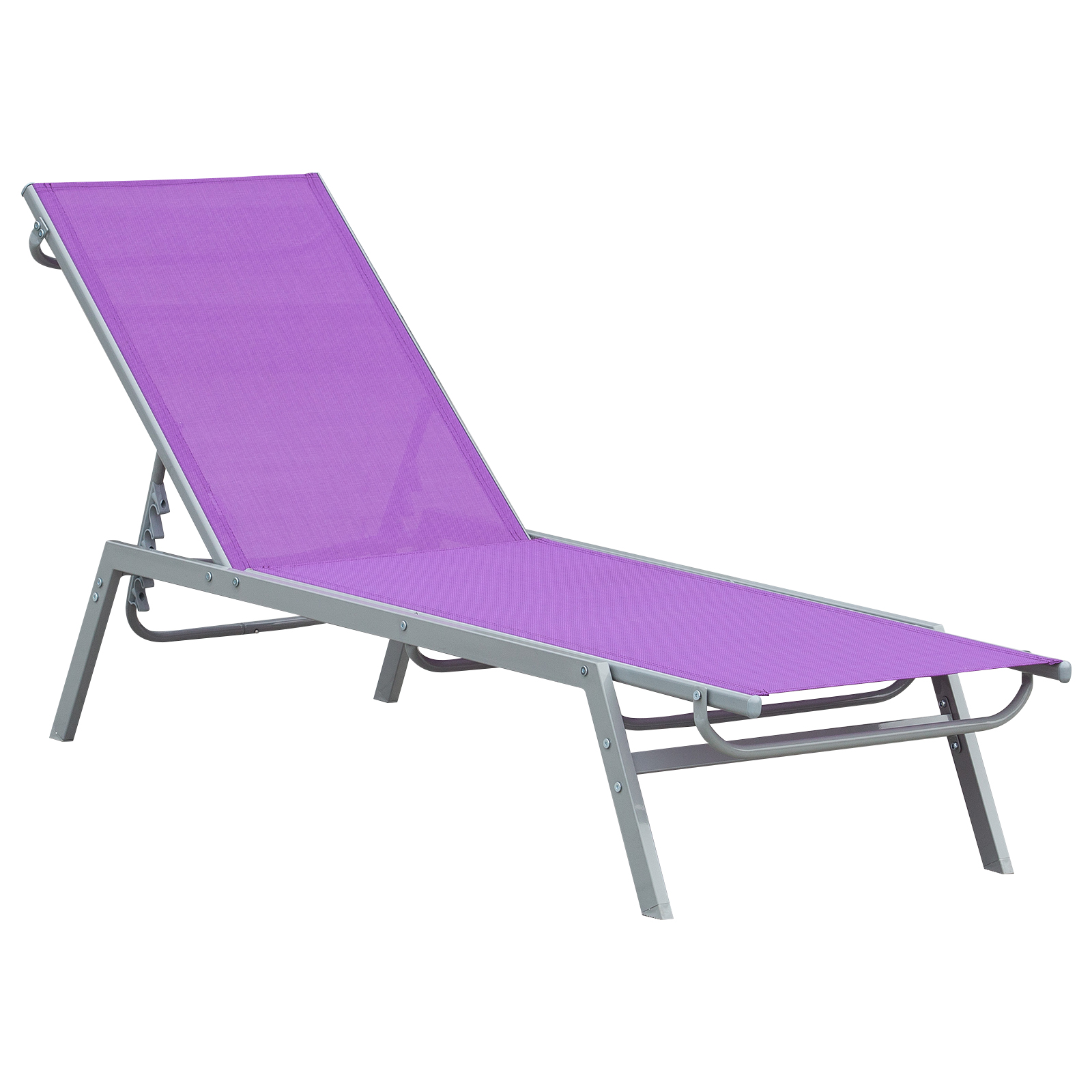 Outsunny Sonnenliege - Liegestuhl - Zeitgemäßes Design - Mehrfach verstellbare Rückenlehne - Metallrahmen mit Epoxidbeschichtung und Textilene in Mauve - Abmessungen 170 x 58 x 97 cm